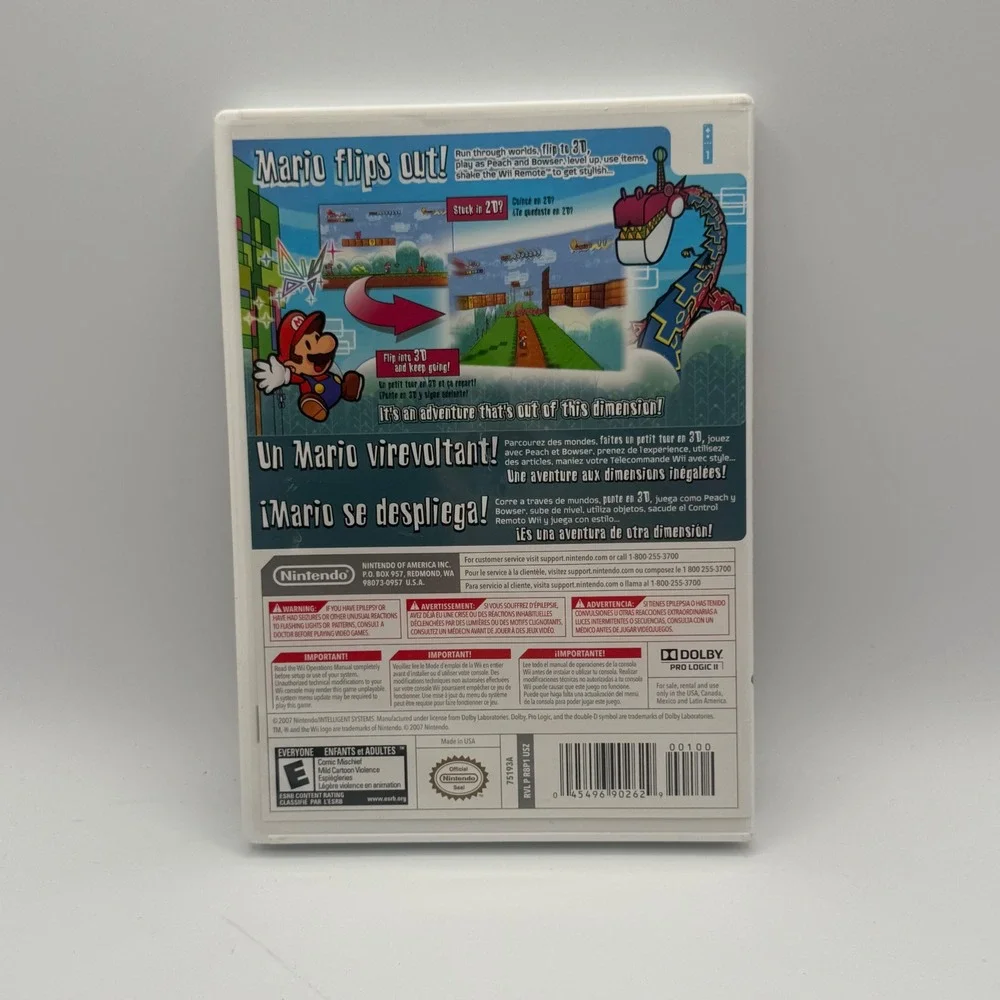 Nintendo Super Paper Mario Wii Game N/A White Excellent Nintendo Selects CIB